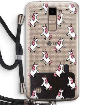 Eenhoorns overal: LG K10 (2016) Transparant Hoesje met koord
