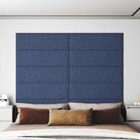 Wandpanelen 12 st 3,24 m² 90x30 cm stof blauw