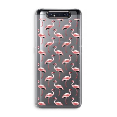 Flamingoprint groen: Samsung Galaxy A80 Transparant Hoesje