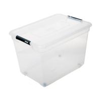 5Five opberg kist met deksel - Box - 80 liter - 67 x 47 x 36 cm - kunststof - transparant