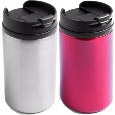 Set van 2x Thermosbekers - warmhoud bekers - rood en zilver - 320 ml - Isolerende drinkbekers