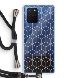 Zwart-witte kubussen: Samsung Galaxy Note 10 Lite Transparant Hoesje met koord