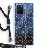 Zwart-witte kubussen: Samsung Galaxy Note 10 Lite Transparant Hoesje met koord