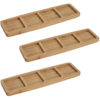 Serveerplanken/borden 4 vaks - 3x - bamboe hout - L33 x B10 cm - keuken