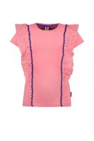 B.Nosy Meisjes t-shirt met ruffel - Geranium roze