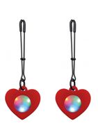 Silicone Light Up Heart Tweezer Nipple Clamps - Purple
