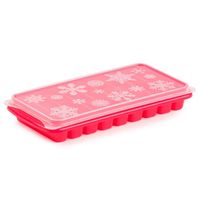 Tray met Flessenhals ijsblokjes/ijsklontjes staafjes vormpjes 10 vakjes kunststof roze - thumbnail