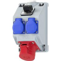 PC Electric 160815421 Stopcontactsplitter Grijs, Blauw, Rood
