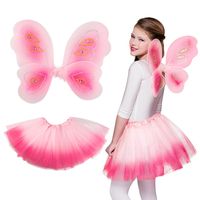 Boland Verkleed set vlinder/fee - vleugels en rokje - roze - kinderen   - - thumbnail