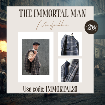 Maatpak Voor Heren | 3-delig Pak | Grijs/crème Windowpane | Jeremiah Jesus | Peaky Blinders | Peaky Blinders