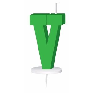 Groene naam kaarsje letter V