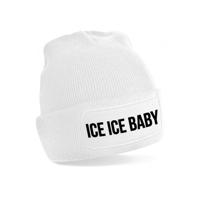 Ice ice baby - wintermuts - unisex - one size - wit - mutsen met coole tekst