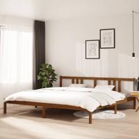 Bedframe massief hout honingbruin 200x200 cm