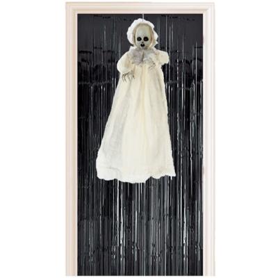 Horror pop - hangende baby geest - met zwart deurgordijn - Halloween decoratie