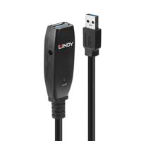 LINDY USB-kabel USB 3.2 Gen1 (USB 3.0 / USB 3.1 Gen1) USB-A stekker, USB-A bus 15.00 m Zwart 43322