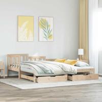 Slaapbank met onderschuifbed en lades zonder matras 90x200 cm