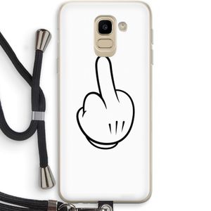 Middle finger white: Samsung Galaxy J6 (2018) Transparant Hoesje met koord