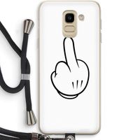 Middle finger white: Samsung Galaxy J6 (2018) Transparant Hoesje met koord