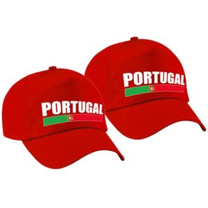 2x stuks portugal supporter pet / cap Portugal rood volwassenen