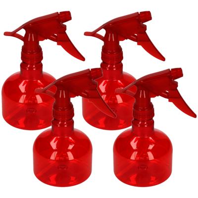 Plasticforte Waterverstuiver/plantenspuit - 4x stuks - 330 ml - rood - schoonmaakspuiten