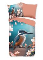 Good Morning Dekbedovertrek "ijsvogel met bloemen" - Multi - (135x200 cm) - Katoen