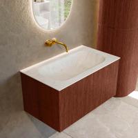 Badmeubel Mondiaz Kurve-Dlux | 80 cm cm | Meubelkleur Ruby | Wastafelkleur Opalo | Solid surface | Wasbak midden spoelbak | Zonder kraangat(en)