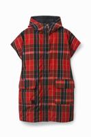 Geruite poncho (vestmodel) - RED - U