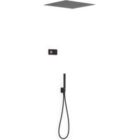 Regendouche set electronisch Tres Shower technology | Inbouw | Thermostaatkraan | 2-weg | Vierkant | Zwart mat