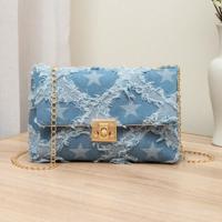 Bon&Bon Pattern Small Square Bag - Chain Strap Crossbody Handbag Blue-4