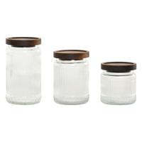 Set van 3 Potjes Home ESPRIT Transparant Natuurlijk 700 ml 1 L 3 Onderdelen