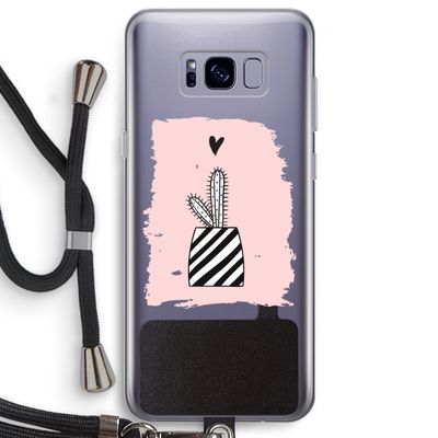 Zwart-wit cactus: Samsung Galaxy S8 Plus Transparant Hoesje met koord
