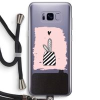 Zwart-wit cactus: Samsung Galaxy S8 Plus Transparant Hoesje met koord