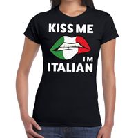 Kiss me i am Italian t-shirt zwart dames