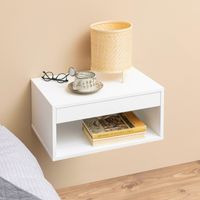 Bendt Hangend Nachtkastje 'Daeg' Met 1 lade en open vak, kleur Wit