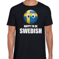 Zweden emoticon Happy to be Swedish landen t-shirt zwart heren