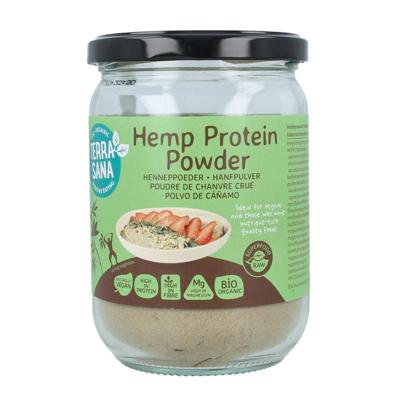 Terrasana Raw hennep protein poeder in glas bio