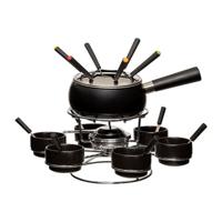 Fondueset - 6 personen - zwart - keramiek - draait - chocoladefondue - kaasfondue