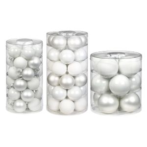 62x stuks glazen kerstballen wit 4, 6 en 8 cm glans en mat