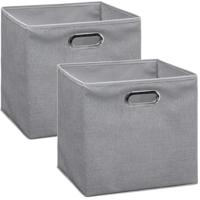 Opbergmand / kastmand - Set van 2x stuks - grijs - linnen - 29 liter - 31 x 31 x 31 cm - Opbergbox -