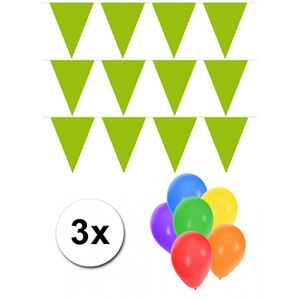 Pakket 3x vlaggenlijn XL lime incl gratis ballonnen