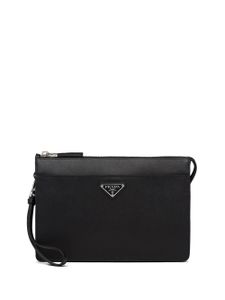 Prada pochette à plaque logo - Noir