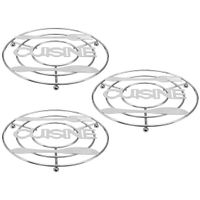 3x Stuks ronde pannen onderzetter zilver Cuisine 20 cm van verchroomd metaal