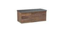 Balmani Forma zwevend badmeubel 120 x 55 cm amerikaans notenhout met Rock asymmetrisch rechtse wastafel in zwart graniet, Horizontale symmetrische rechte ribbel - thumbnail