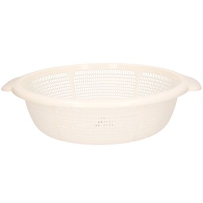 Keuken vergiet/zeef - kunststof - Dia 31 cm x Hoogte 9.5 cm - ivoor wit