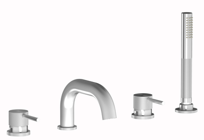 Plieger Roma 4-gats badrand kraan geborsteld chroom Plieger Roma 4-gats badrand kraan geborsteld chroom