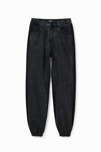 Jogger jeans met bloemen - BLACK - 38
