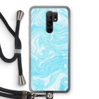 Waterverf blauw: Xiaomi Redmi 9 Transparant Hoesje met koord