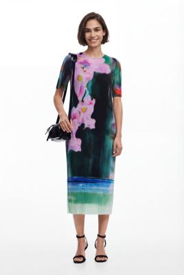 Bloemen midi-jurk - MATERIAL FINISHES - M Bloemen midi-jurk - MATERIAL FINISHES - M