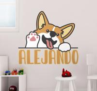 Muurstickers tekeningen Anime corgi zwaaien