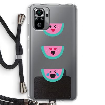 Smiley watermeloen: Xiaomi Redmi Note 10S Transparant Hoesje met koord